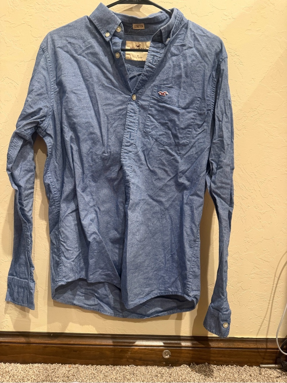 Hollister Mens Long Sleeve Button Down Blue Shirt Size M Medium